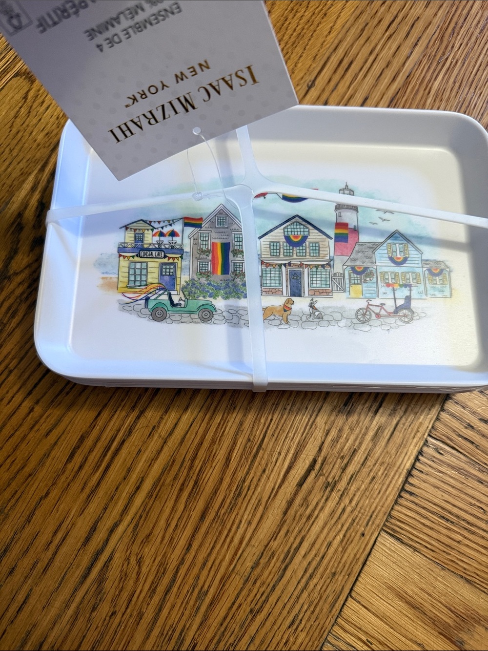 Coastal Village Rainbow 🌈 melamine plates NWT
